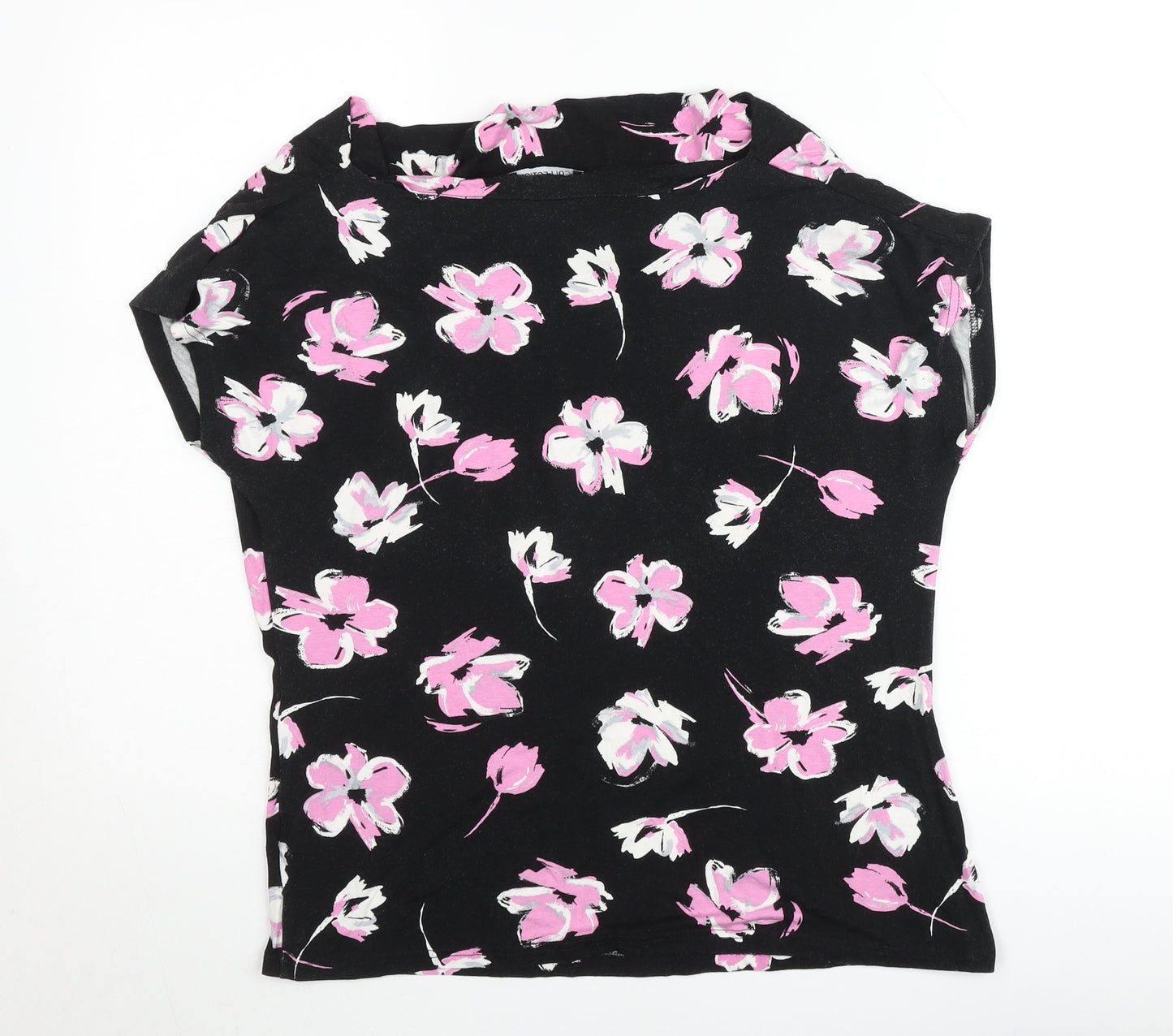 Debenhams Women’s Black Floral Jersey Stretch T-Shirt Size 16