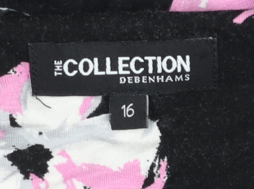 Debenhams Women’s Black Floral Jersey Stretch T-Shirt Size 16