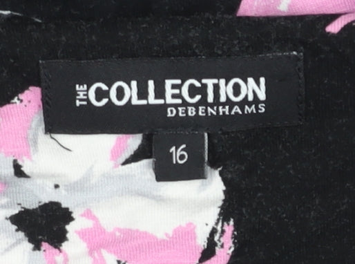 Debenhams Women’s Black Floral Jersey Stretch T-Shirt Size 16