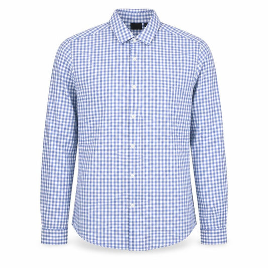 Front view of ASOS Men's Blue Check Slim Fit Long Sleeve Button-Up Shirt M