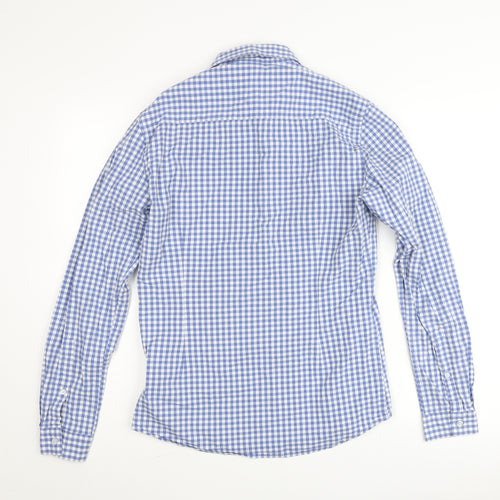 ASOS Men's Blue Check Slim Fit Long Sleeve Button-Up Shirt M