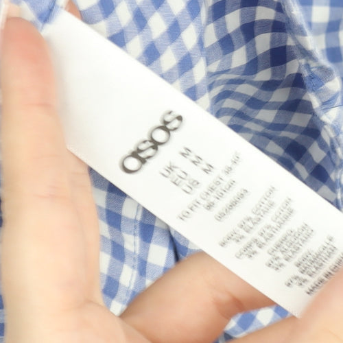 ASOS Men's Blue Check Slim Fit Long Sleeve Button-Up Shirt M