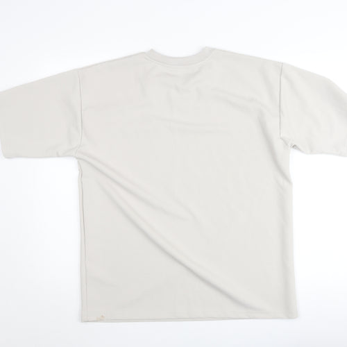 A Wear Men's Beige Short Sleeve Crew Neck Cotton T-Shirt Size M
