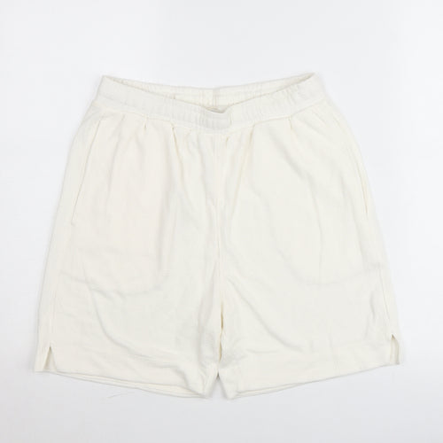 Zara Men’s Ivory Knit Sweat Shorts Size S Elastic Waist Casual