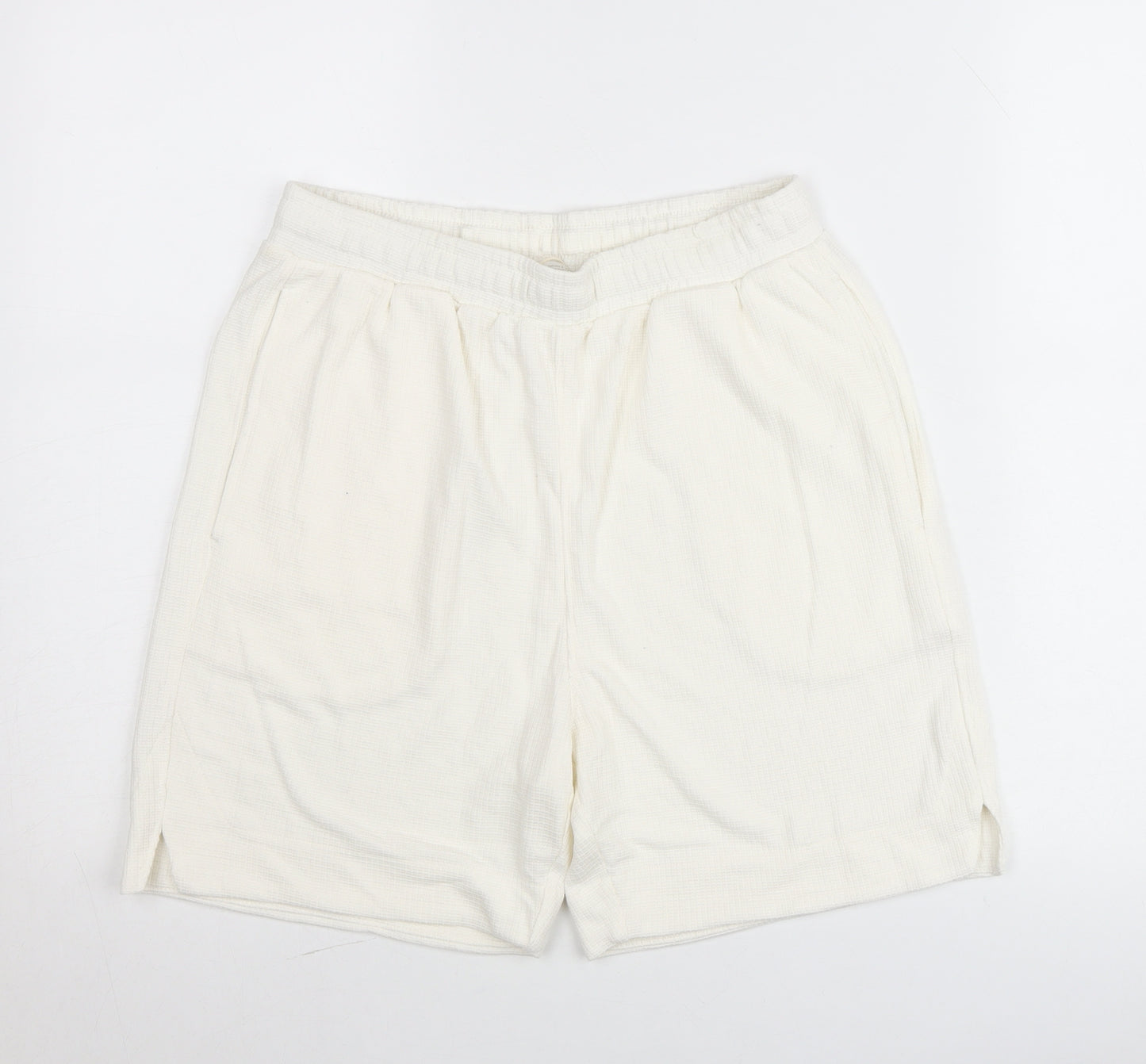 Zara Men’s Ivory Knit Sweat Shorts Size S Elastic Waist Casual