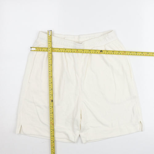 Zara Men’s Ivory Knit Sweat Shorts Size S Elastic Waist Casual