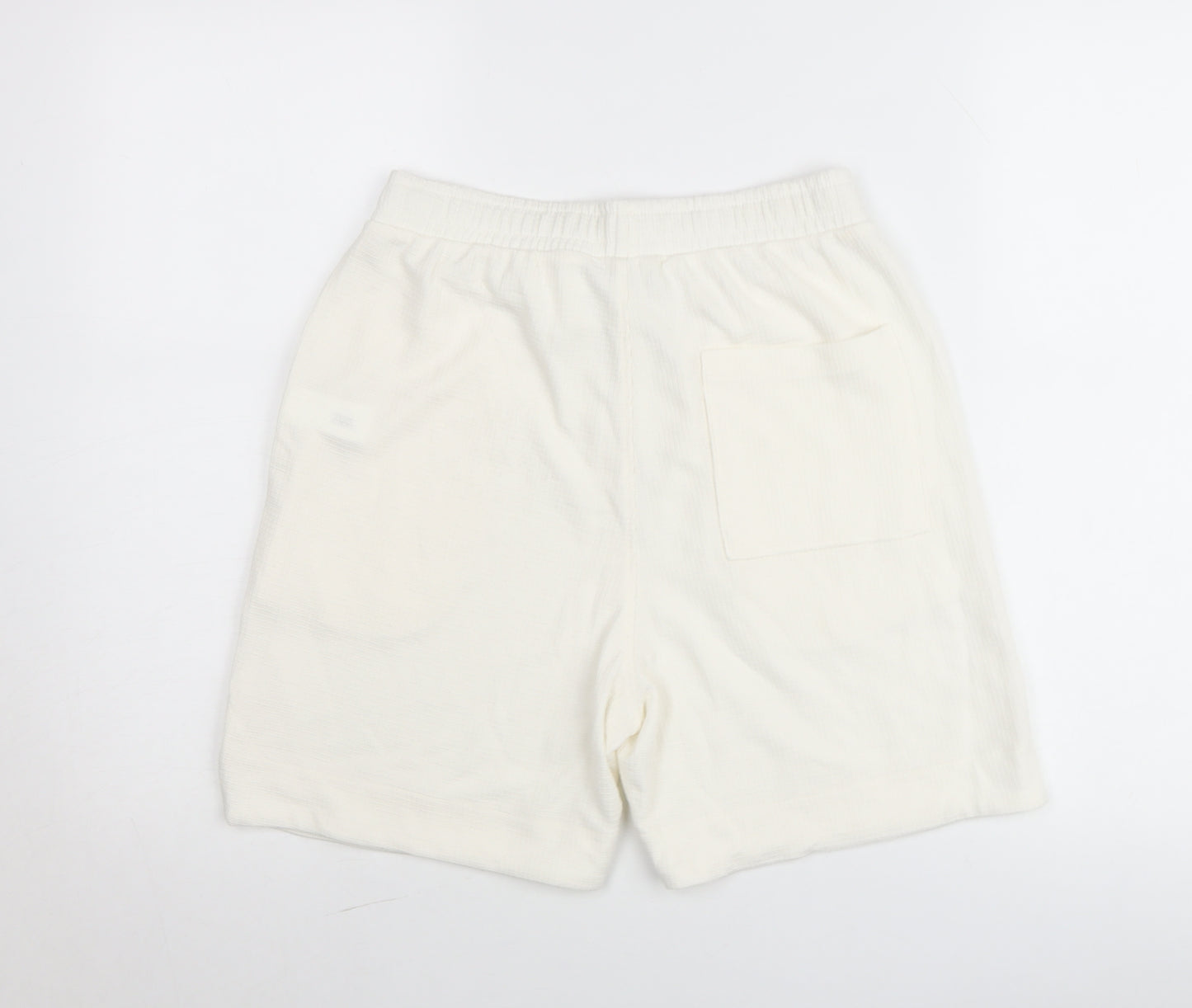 Zara Men’s Ivory Knit Sweat Shorts Size S Elastic Waist Casual