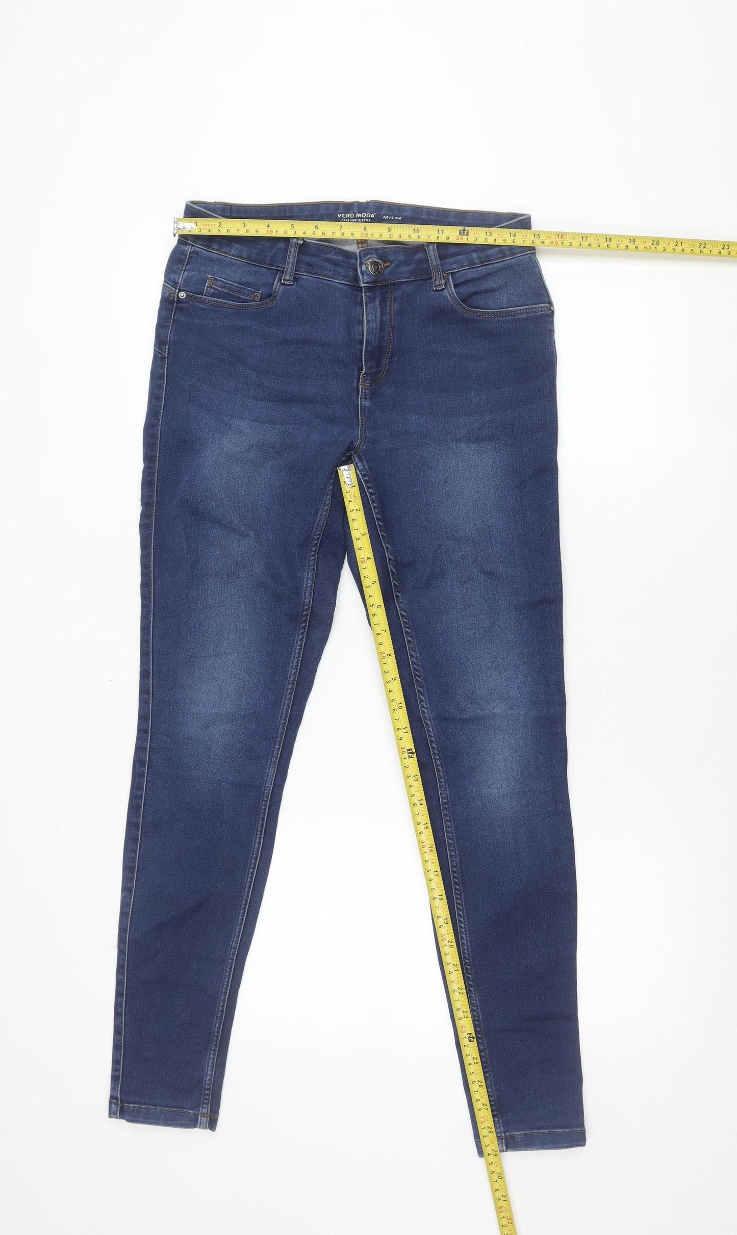 Vero Moda Womens Blue Skinny Jeans Size M/L 32 Regular Fit Denim