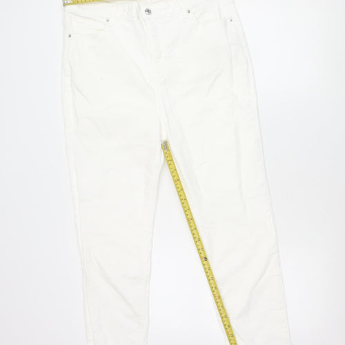 Primark Women White Skinny Jeans Size 18 Stretch Denim 30in Leg