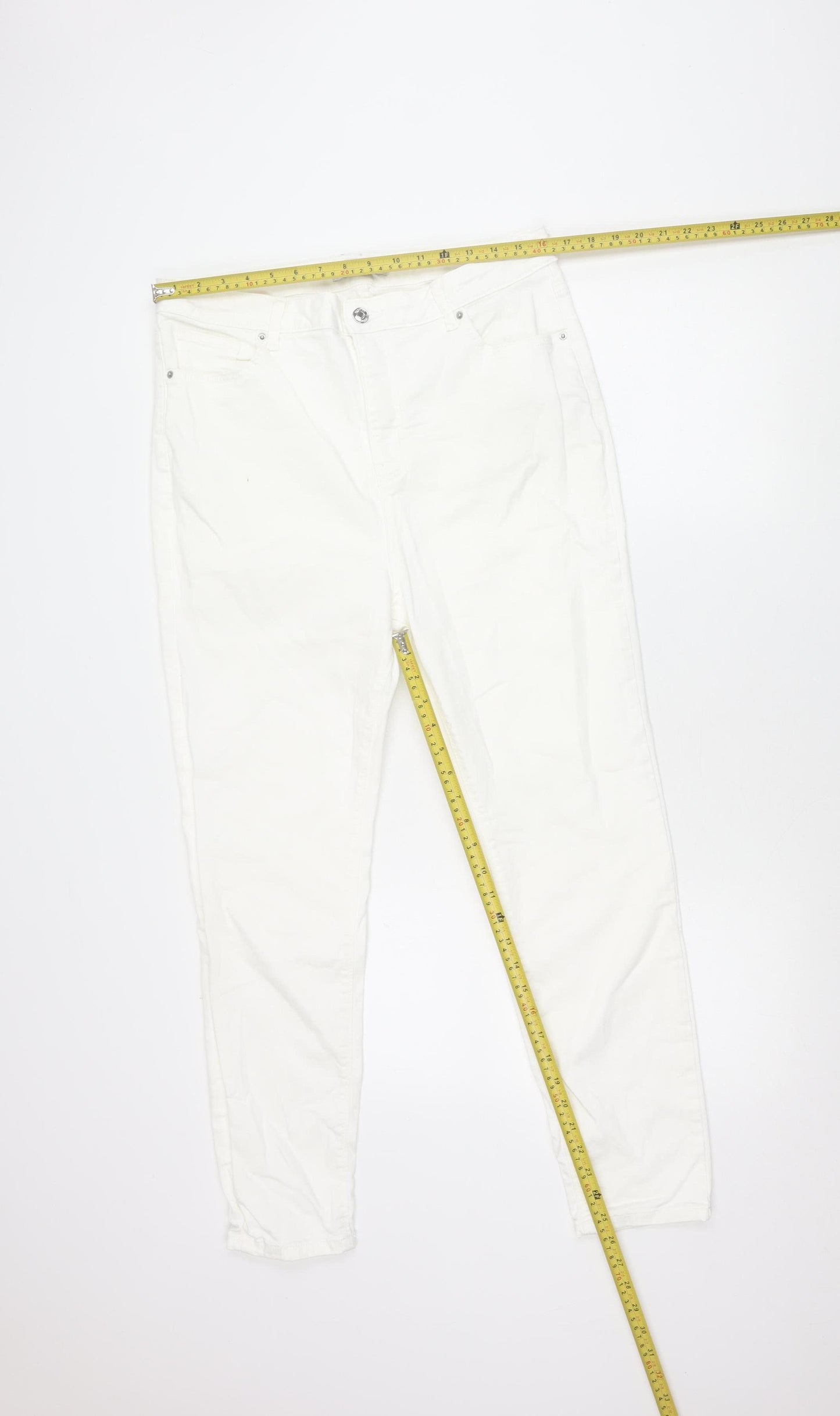 Primark Women White Skinny Jeans Size 18 Stretch Denim 30in Leg