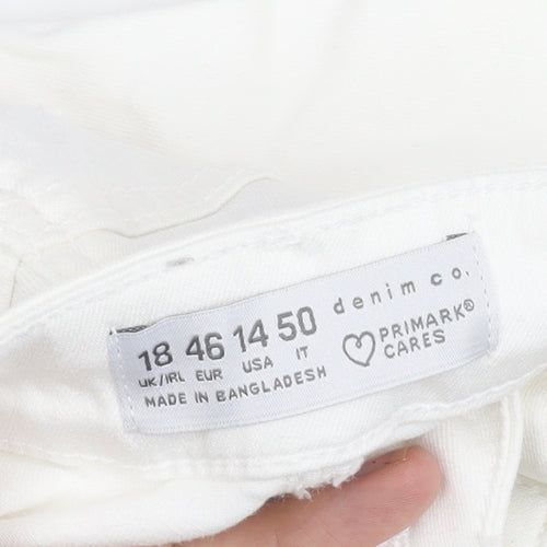 Primark Women White Skinny Jeans Size 18 Stretch Denim 30in Leg