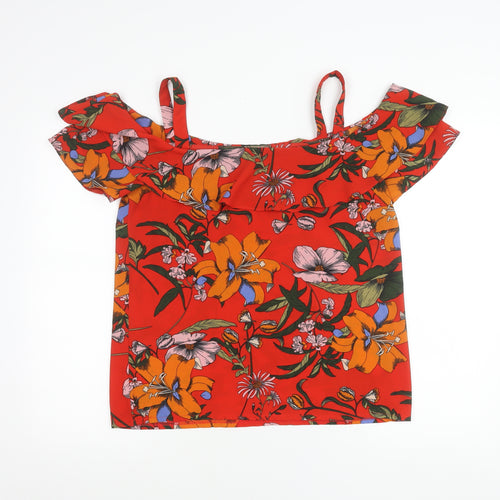 Marc Angelo Women's Red Floral Off Shoulder Blouse Size 12