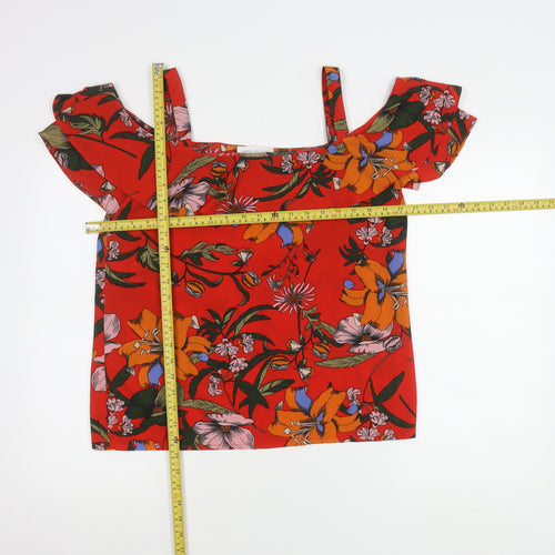 Marc Angelo Women's Red Floral Off Shoulder Blouse Size 12