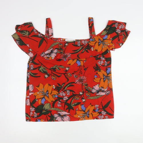 Marc Angelo Women's Red Floral Off Shoulder Blouse Size 12