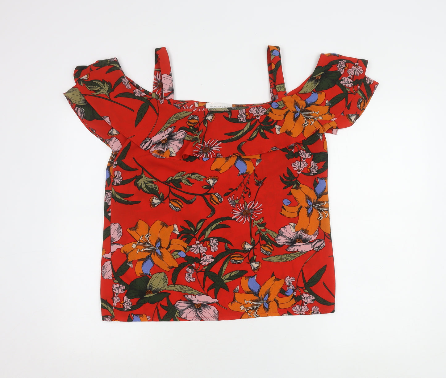 Marc Angelo Women's Red Floral Off Shoulder Blouse Size 12