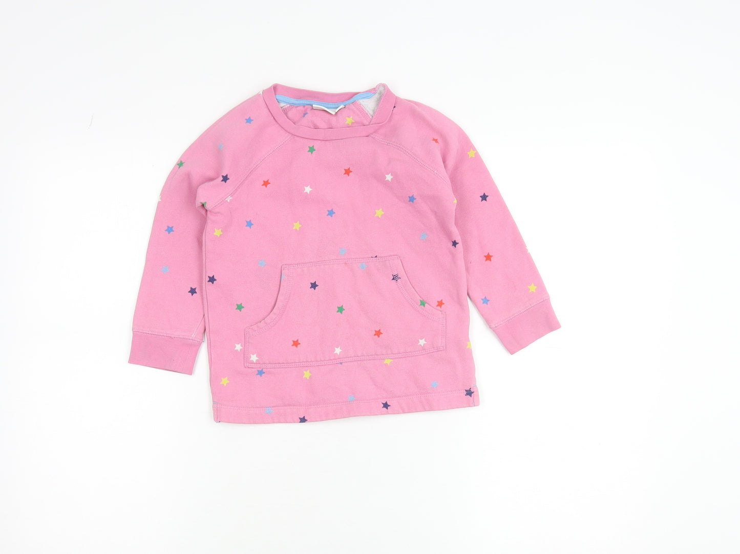 Mini Boden Girls Pink Star Print Pullover Jumper 4-5 Years Cotton Blend