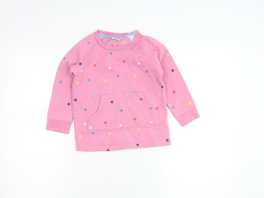 Mini Boden Girls Pink Star Print Pullover Jumper 4-5 Years Cotton Blend
