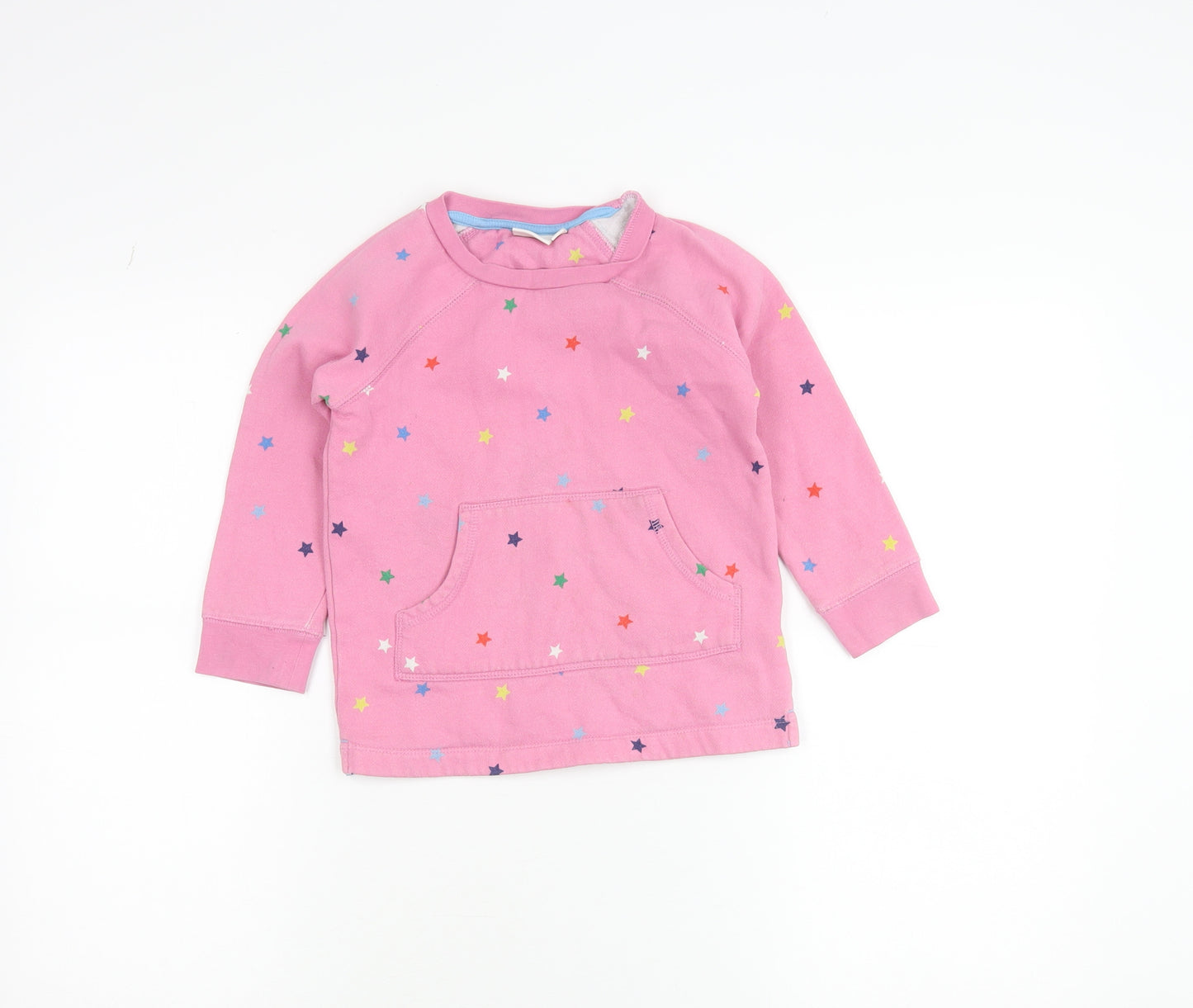 Mini Boden Girls Pink Star Print Pullover Jumper 4-5 Years Cotton Blend