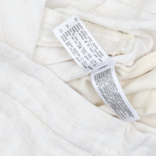 Zara Women Ivory Linen Blend Straight Leg Trousers Size Small