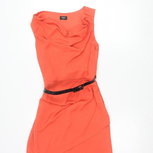 Oasis Women Orange Fit & Flare Sleeveless Short Dress Size 8