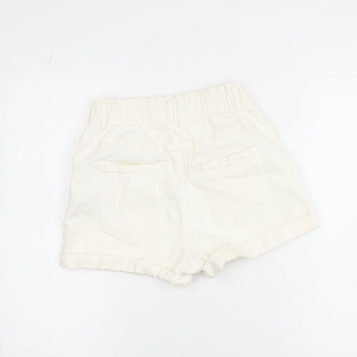 Bershka Women’s Ivory Paperbag Shorts Size 8 Cotton Blend