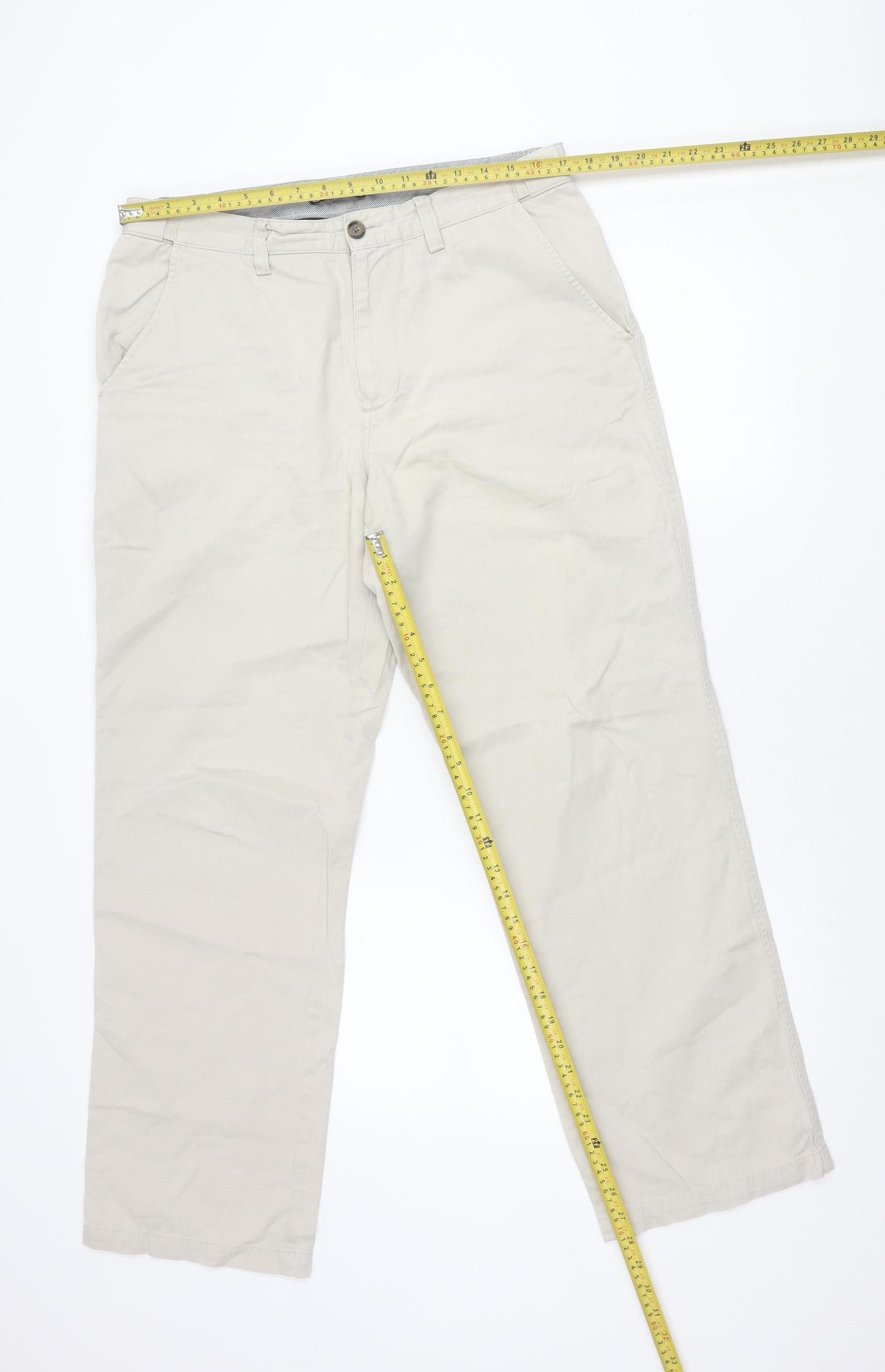 Maine New England Men's Beige Cotton Chino Trousers 34R