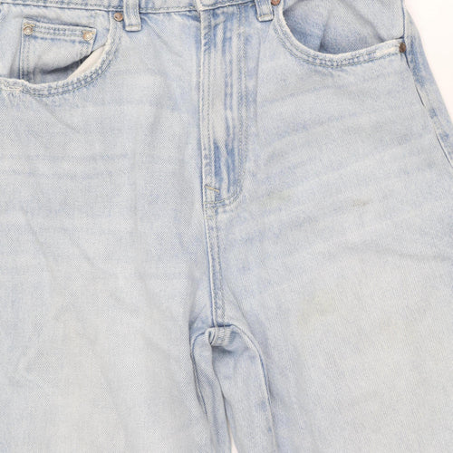 Stradivarius Women Blue Distressed Straight Jeans UK 6