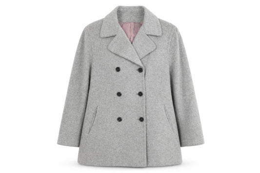 Front view of Principles Women's Grey Wool Blend Pea Coat UK 14 Classic Mid-Length
