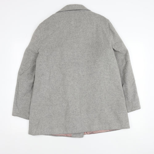 Principles Women's Grey Wool Blend Pea Coat UK 14 Classic Mid-Length