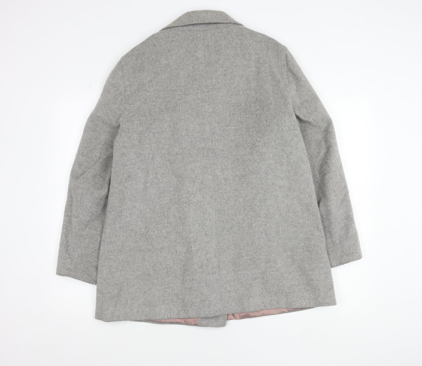 Principles Women's Grey Wool Blend Pea Coat UK 14 Classic Mid-Length