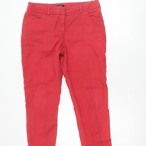 Oasis Womens Red Chino Trousers Size 12 Cotton Blend Smart Casual