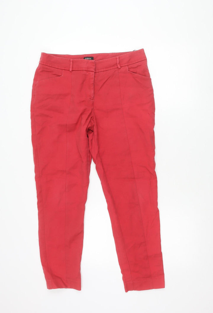 Oasis Womens Red Chino Trousers Size 12 Cotton Blend Smart Casual