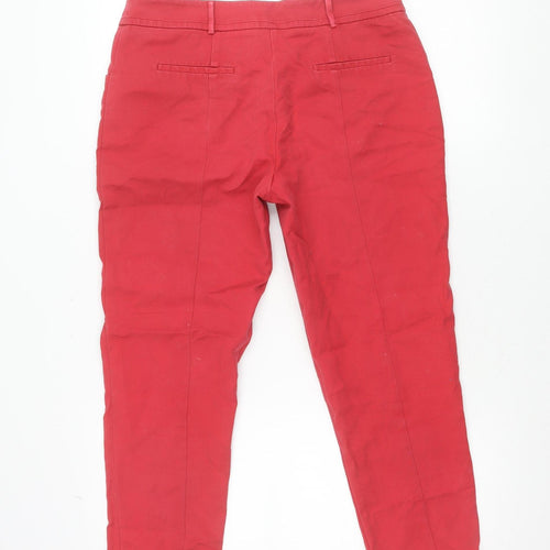 Oasis Womens Red Chino Trousers Size 12 Cotton Blend Smart Casual