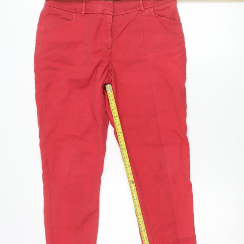 Oasis Womens Red Chino Trousers Size 12 Cotton Blend Smart Casual