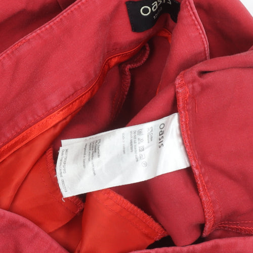 Oasis Womens Red Chino Trousers Size 12 Cotton Blend Smart Casual