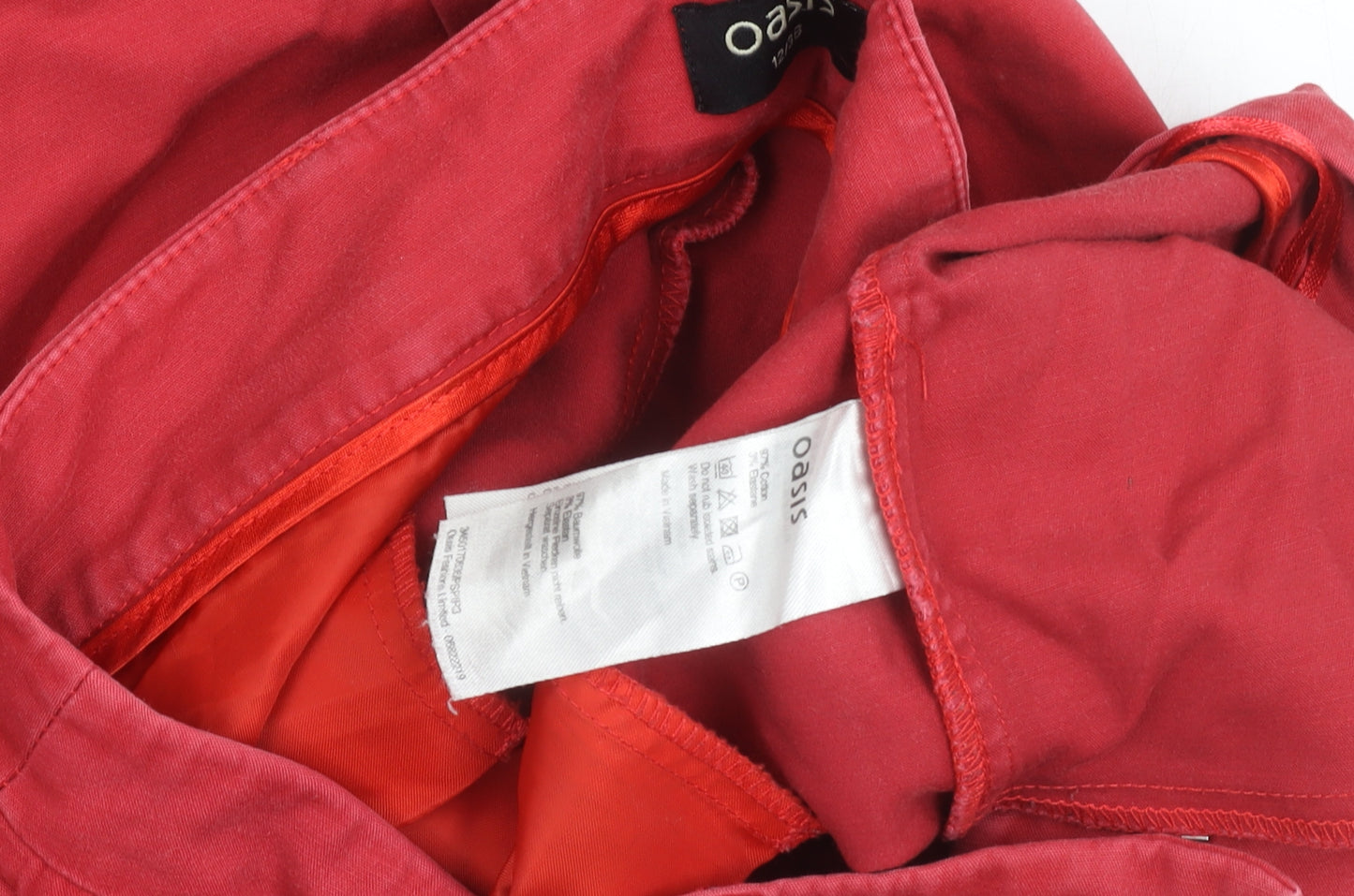 Oasis Womens Red Chino Trousers Size 12 Cotton Blend Smart Casual