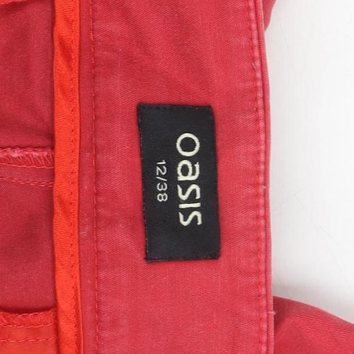 Oasis Womens Red Chino Trousers Size 12 Cotton Blend Smart Casual