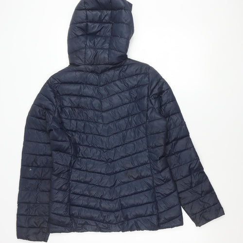 Dunnes Stores Women's Blue Hooded Puffer Jacket Size S Shower Resistant