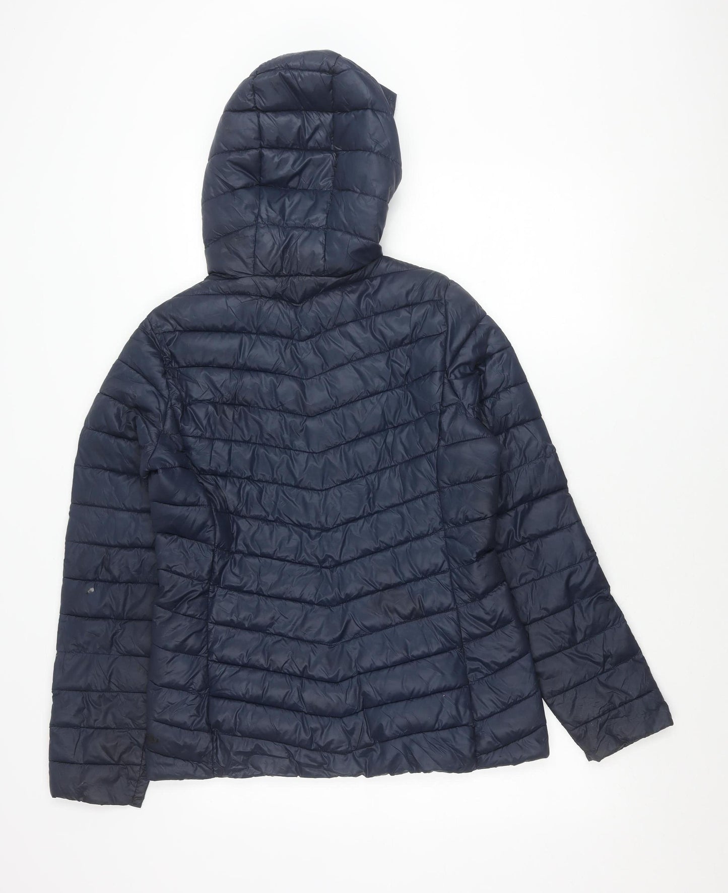 Dunnes Stores Women's Blue Hooded Puffer Jacket Size S Shower Resistant
