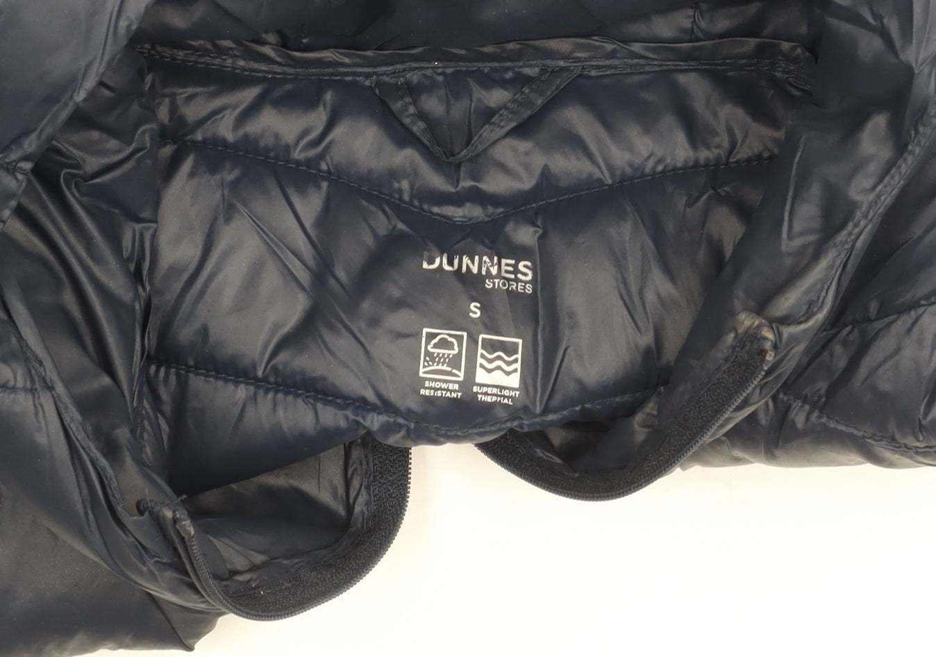 Dunnes Stores Women's Blue Hooded Puffer Jacket Size S Shower Resistant