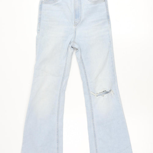 Stradivarius Women’s Light Blue Distressed Straight Jeans Size 6