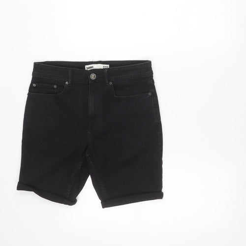 New Look Unisex Black Slim Fit Stretch Denim Shorts Size 32