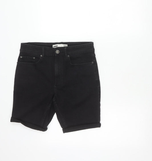 New Look Unisex Black Slim Fit Stretch Denim Shorts Size 32