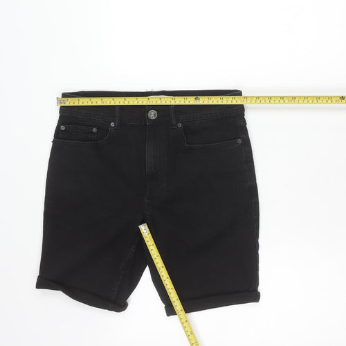 New Look Unisex Black Slim Fit Stretch Denim Shorts Size 32