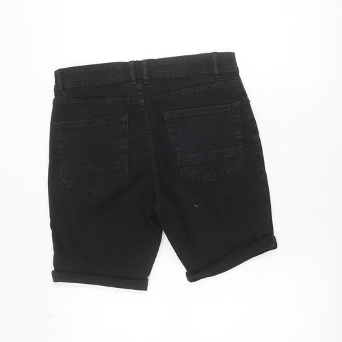 New Look Unisex Black Slim Fit Stretch Denim Shorts Size 32
