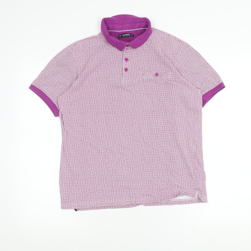Dunnes Stores Men's Purple Geometric Cotton Polo Shirt Size S