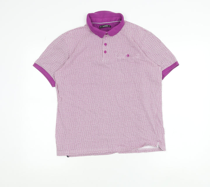 Dunnes Stores Men's Purple Geometric Cotton Polo Shirt Size S