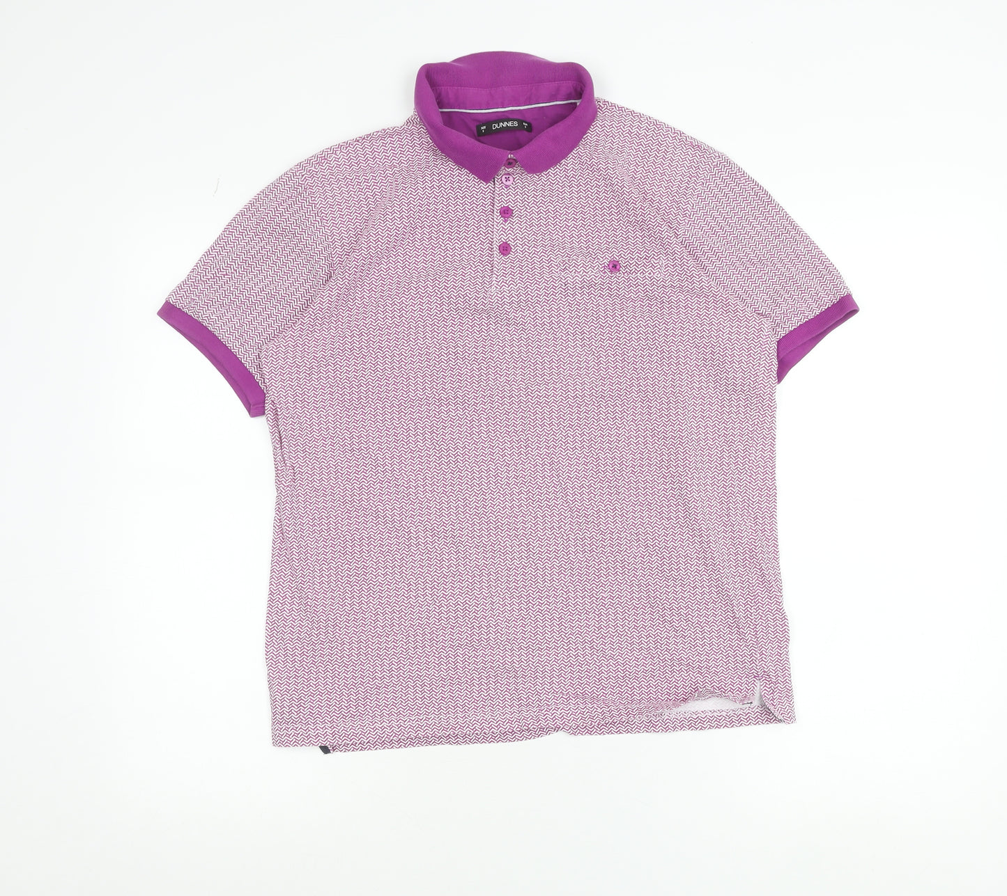 Dunnes Stores Men's Purple Geometric Cotton Polo Shirt Size S