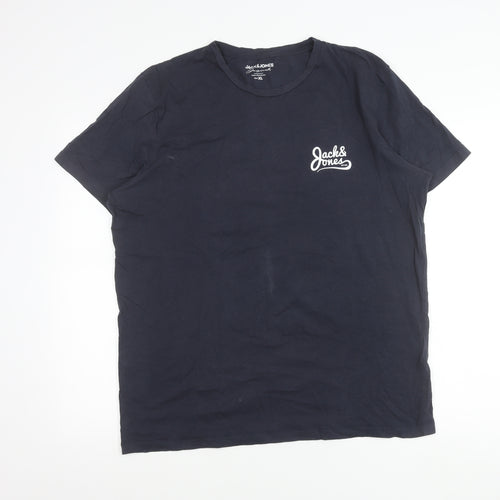 Jack & Jones Men’s Blue XL Crew Neck Cotton T-Shirt