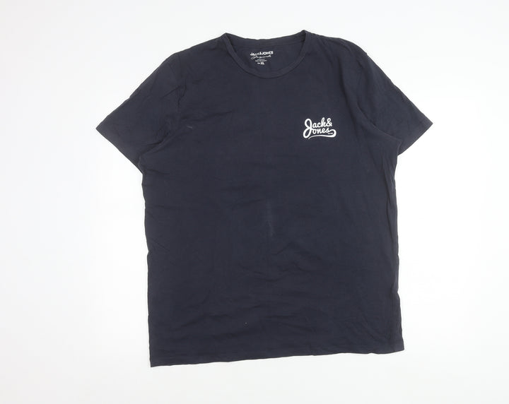 Jack & Jones Men’s Blue XL Crew Neck Cotton T-Shirt